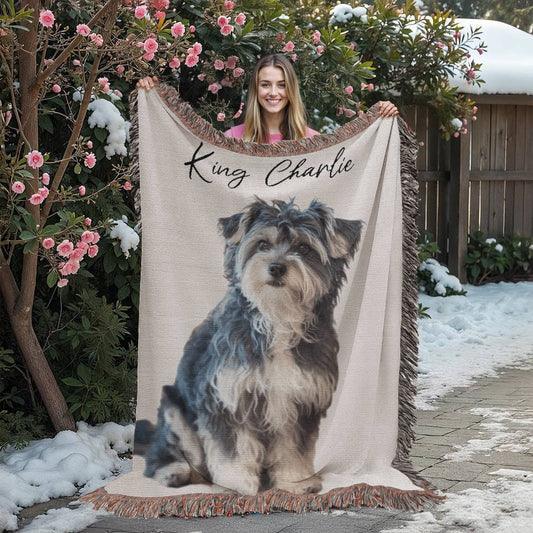 Personalized Dog Photo Blanket | Custom Pet Photo | Picture Blanket Pet Name | Memorial Dog Loss | Cat Gift Photo Blanket